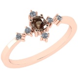 0.34 Ct Natural Brown Diamond I2/I3And White Diamond I2/I3 14k Rose Gold Anniversary Ring