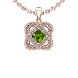 1.66 Ctw VS/SI1 Peridot And Diamond 10K Rose Gold Necklace