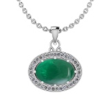 13.63 Ctw VS/SI1 Emerald And Diamond 14K White Gold Pendant