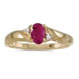 14k Yellow Gold Oval Ruby And Diamond Ring