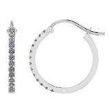 0.46 Ctw I2/I3 Diamond 10k White Gold Hoop Earrings