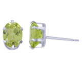 Sterling Silver Oval Peridot Stud Earrings