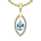 Certified 52.99 Ctw I2/I3 Blue Topaz And Diamond 14K Yellow Gold Pendant