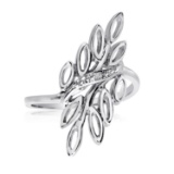 14K White Gold Diamond Leaf Ring 0.005 CTW