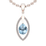 Certified 52.99 Ctw I2/I3 Blue Topaz And Diamond 14K Rose Gold Pendant