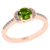 0.68 Ctw I2/I3 Peridot And Diamond 10K Rose Gold Promises Ring