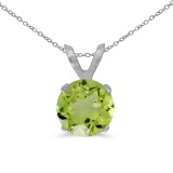 14k White Gold 6mm Round Peridot Stud Pendant (1.00 ct)