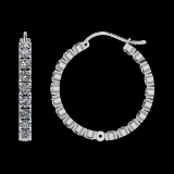 11.20 Ctw SI2/I1 Diamond 14K White Gold Hoop Earrings