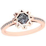 0.48 Ctw SI2/I1 Diamond Platinum 14K Rose Gold Plated Ring