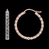 11.20 Ctw SI2/I1 Diamond 14K Rose Gold Hoop Earrings