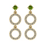 1.04 Ctw VS/SI1 Peridot And Diamond 10K White Gold Dangling Earrings