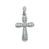 14K White Gold Diamond Pave Fashion Cross Pendant 0.39 CTW