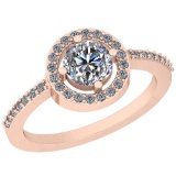 1.17 Ctw Diamond I2/I3 14K Rose Gold Vintage Style Halo Ring