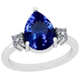 3.73 Ctw VS/SI1 Tanzanite And Diamond Platinum Vintage Style Ring