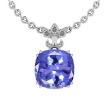 5.80 Ctw VS/SI1 Tanzanite And Diamond 14K White Gold Pendant