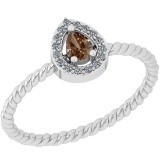 0.19 Ct Natural Brown Diamond I2/I3And White Diamond I2/I3 10K Yellow Gold Anniversary Ring