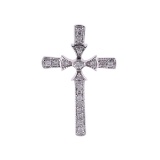 14K White Gold Diamond Cross Pendant