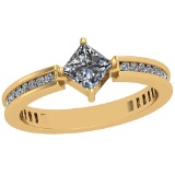 0.74 Ctw SI2/I1 Diamond Platinum 14K Yellow Gold Plated Ring