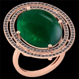 19.14 Ctw SI2/I1 Emerald And Diamond 14k Rose Gold Victorian Style Ring