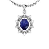 2.00 Ctw Blue Sapphire 14K White Gold Necklace