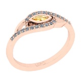 0.27 Ctw I2/I3 Citrine And Diamond 10K Rose Gold Engagement Ring