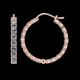 11.20 Ctw SI2/I1 Diamond 14K Rose Gold Hoop Earrings