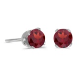 4 mm Round Garnet Stud Earrings in Sterling Silver