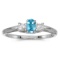 10k White Gold Oval Blue Topaz And Diamond Ring 0.2 CTW