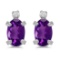 Sterling Silver Oval Amethyst and Diamond Earrings