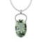 Certified 14.38 Ctw Green Amethyst And Diamond I1/I2 10K White Gold Pendant