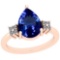 3.73 Ctw VS/SI1 Tanzanite And Diamond Platinum 14K Rose Gold Plated Vintage Style Ring