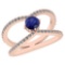 0.88 Ctw Blue Sapphire And Diamond I2/I3 14K Rose Gold Vintage Style Ring