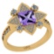 1.93 Ctw I2/I3 Amethyst And Diamond 10K Yellow Gold Engagement Ring