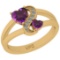 0.79 Ctw I2/I3 Amethyst And Diamond 10K Yellow Gold Cocktail Ring