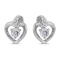 14k White Gold Round White Topaz And Diamond Heart Earrings 0.23 CTW