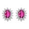 14k White Gold Oval Pink Topaz And Diamond Earrings 0.9 CTW