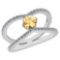 0.88 Ctw Citrine And Diamond I2/I310K White Gold Vintage Style Ring