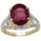 14K Yellow Gold Plated 4.00 CTW Genuine Ruby .925 Sterling Silver Ring
