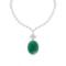 68.05 Ctw VS/SI1 Emerald And Diamond 14k White Gold Victorian Style Necklace