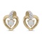 14k Yellow Gold Round Opal And Diamond Heart Earrings 0.09 CTW