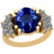 5.10 Ctw VS/SI1 Tanzanite And Diamond 14K Yellow Gold Victorian Style Ring