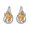 14k White Gold Oval Citrine And Diamond Teardrop Earrings 0.66 CTW