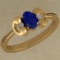 0.53 Ctw VS/SI1 Blue Sapphire And Diamond 14K Yellow Gold Vintage Style Ring