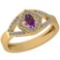 0.47 Ctw Amethyst And Diamond I2/I3 10K Yellow Gold Vintage Style Ring