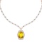 19.43 Ctw SI2/I1 Lemon Topaz And Diamond 14k Rose Gold Victorian Style Necklace