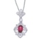 14k White Gold Ruby and Diamond Fleur De Lis Pendant