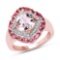 14K Rose Gold Plated 3.11 CTW Genuine Morganite, Pink Tourmaline & White Topaz .925 Sterling Silver