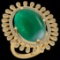 21.55 Ctw SI2/I1 Emerald And Diamond 14k Yellow Gold Victorian Style Ring