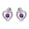 10k White Gold Round Amethyst And Diamond Heart Earrings 0.17 CTW