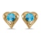 14k Yellow Gold Round Blue Topaz Heart Earrings